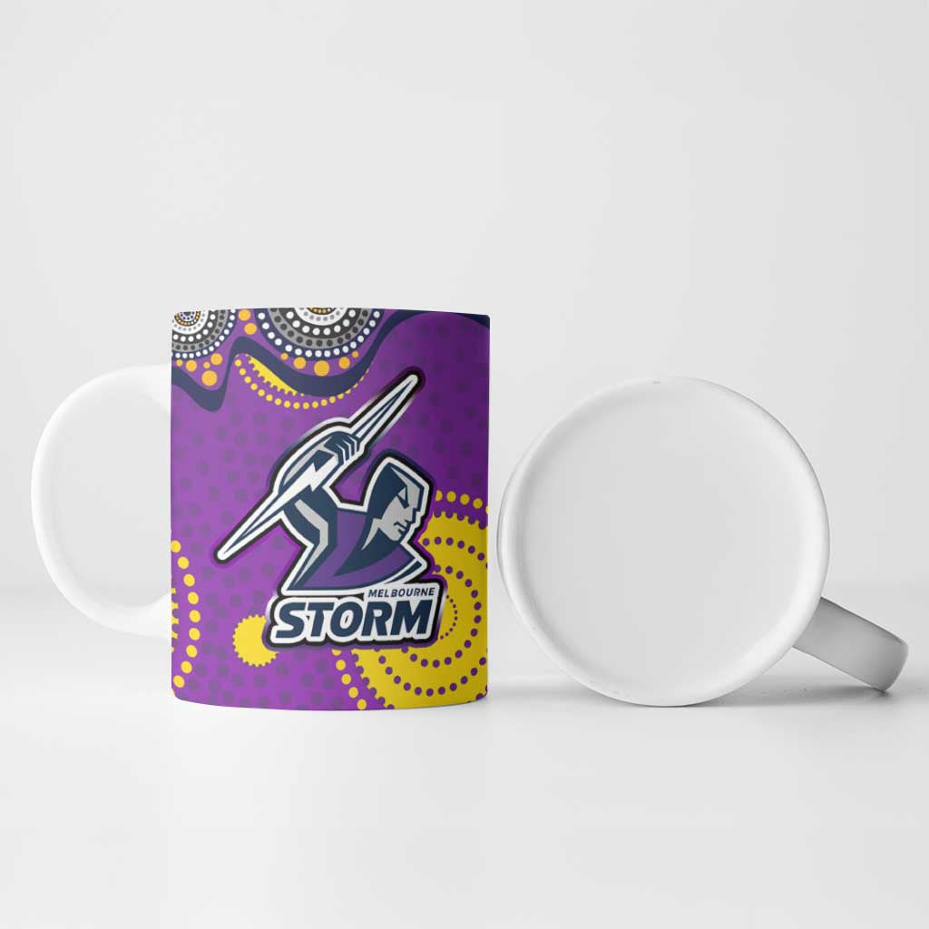 Melbourne Storm Ceramic Mug Aboriginal Dot Pattern - Rugby Mascot Heritage Pride