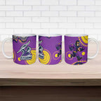 Melbourne Storm Ceramic Mug Aboriginal Dot Pattern - Rugby Mascot Heritage Pride