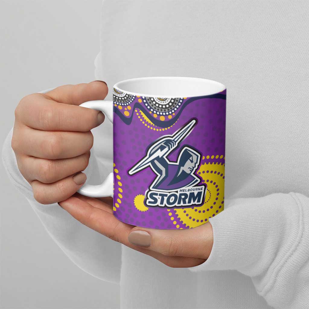 Melbourne Storm Ceramic Mug Aboriginal Dot Pattern - Rugby Mascot Heritage Pride