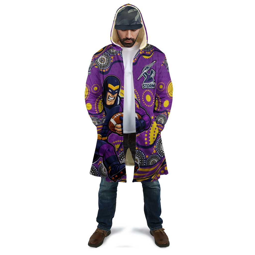 Melbourne Storm Cloak Aboriginal Dot Pattern - Rugby Mascot Heritage Pride