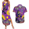 Melbourne Storm Couples Matching Summer Maxi Dress and Hawaiian Shirt Aboriginal Dot Pattern - Rugby Mascot Heritage Pride