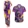 Melbourne Storm Couples Matching Tank Maxi Dress and Hawaiian Shirt Aboriginal Dot Pattern - Rugby Mascot Heritage Pride