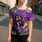 Melbourne Storm Cross Shoulder Shirt Aboriginal Dot Pattern - Rugby Mascot Heritage Pride