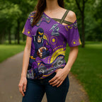 Melbourne Storm Cross Shoulder Shirt Aboriginal Dot Pattern - Rugby Mascot Heritage Pride