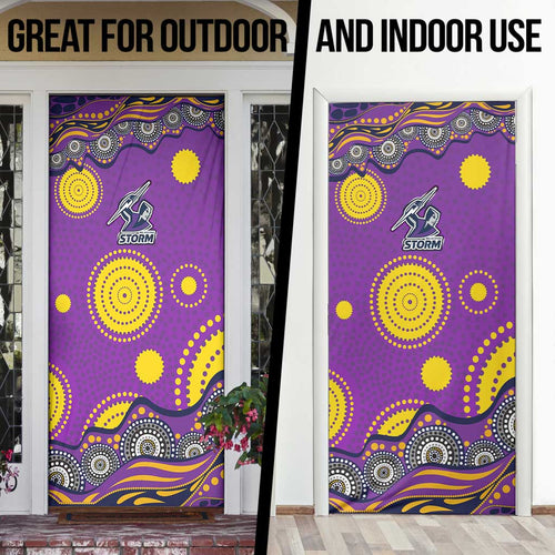 Melbourne Storm Door Cover Aboriginal Dot Pattern - Rugby Mascot Heritage Pride