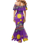 Melbourne Storm Family Matching Mermaid Dress and Hawaiian Shirt Aboriginal Dot Pattern - Rugby Mascot Heritage Pride