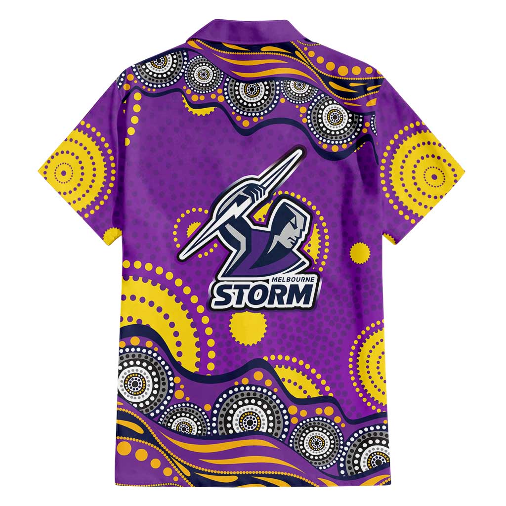 Melbourne Storm Family Matching Off Shoulder Maxi Dress and Hawaiian Shirt Aboriginal Dot Pattern - Rugby Mascot Heritage Pride