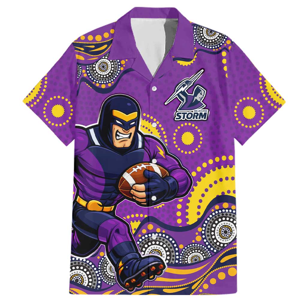 Melbourne Storm Family Matching Summer Maxi Dress and Hawaiian Shirt Aboriginal Dot Pattern - Rugby Mascot Heritage Pride