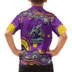 Melbourne Storm Family Matching Tank Maxi Dress and Hawaiian Shirt Aboriginal Dot Pattern - Rugby Mascot Heritage Pride