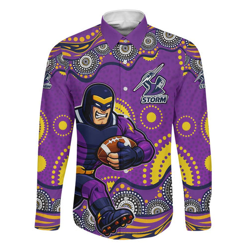 Melbourne Storm Family Matching Tank Maxi Dress and Hawaiian Shirt Aboriginal Dot Pattern - Rugby Mascot Heritage Pride