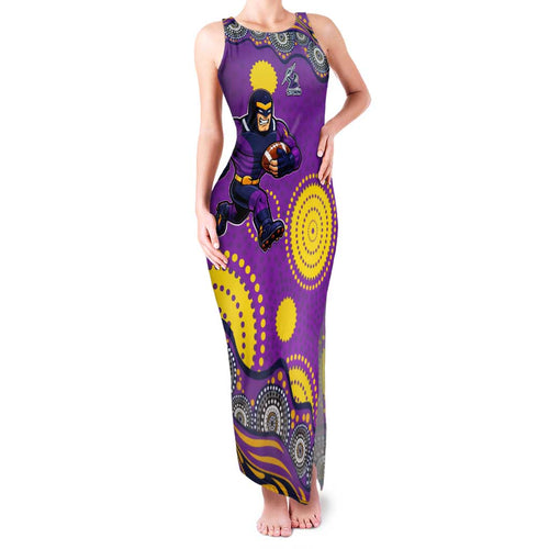 Melbourne Storm Family Matching Tank Maxi Dress and Hawaiian Shirt Aboriginal Dot Pattern - Rugby Mascot Heritage Pride