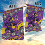 Melbourne Storm Garden Flag Aboriginal Dot Pattern - Rugby Mascot Heritage Pride