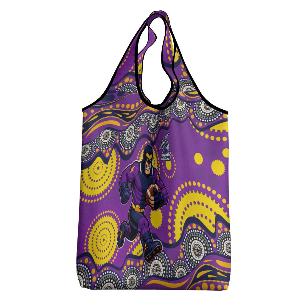Melbourne Storm Grocery Bag Aboriginal Dot Pattern - Rugby Mascot Heritage Pride