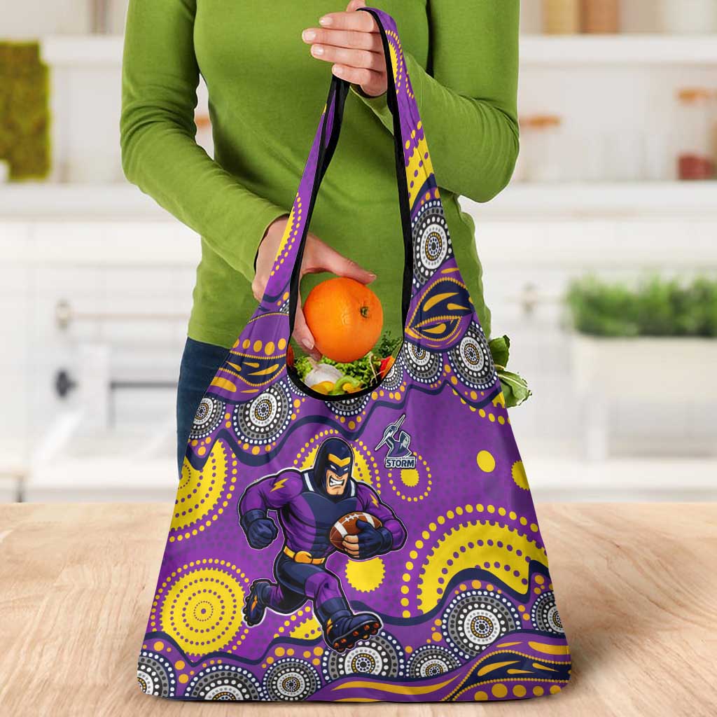 Melbourne Storm Grocery Bag Aboriginal Dot Pattern - Rugby Mascot Heritage Pride