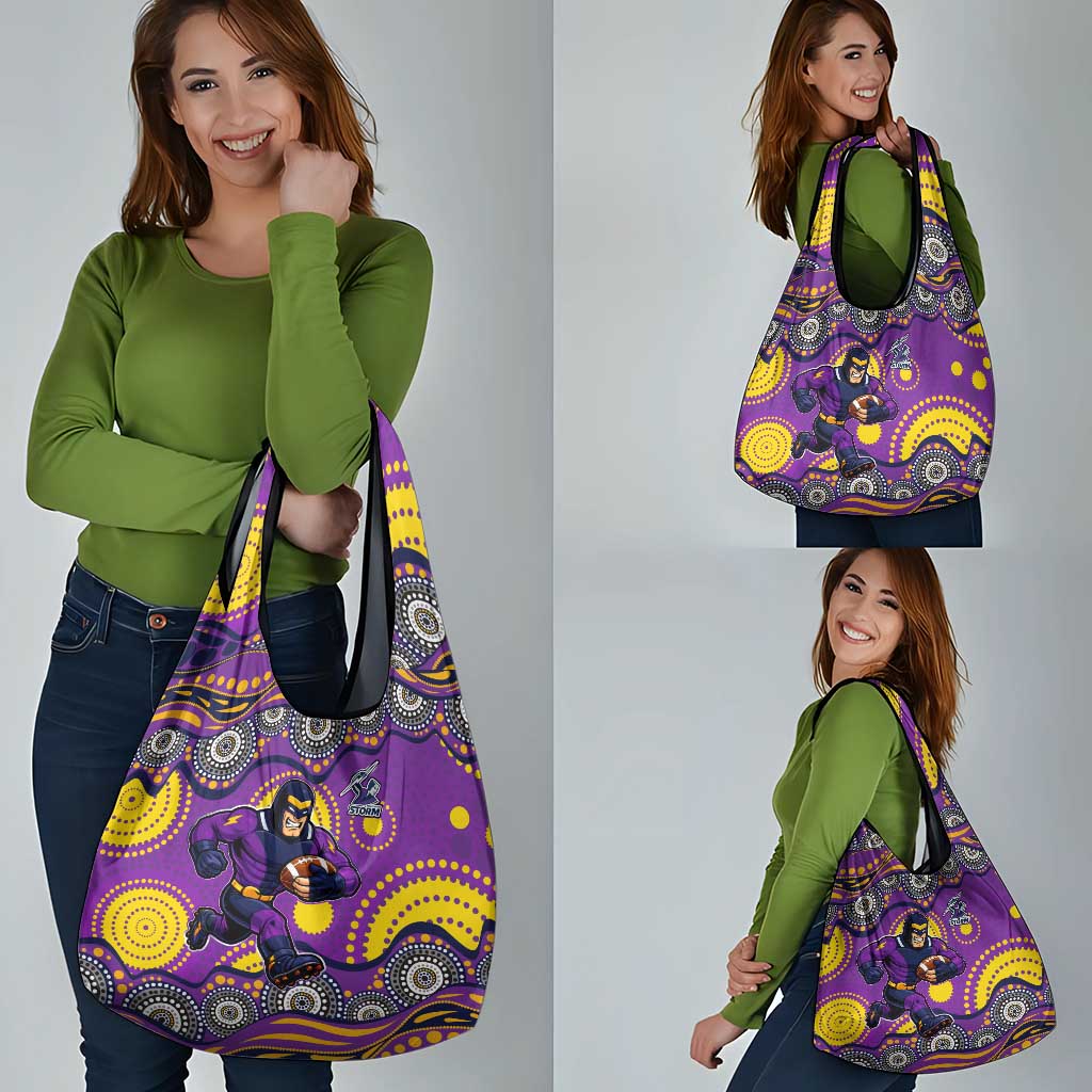 Melbourne Storm Grocery Bag Aboriginal Dot Pattern - Rugby Mascot Heritage Pride