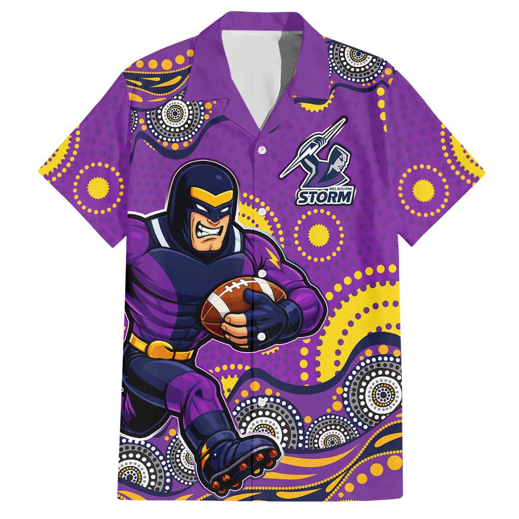 Melbourne Storm Hawaiian Shirt Aboriginal Dot Pattern - Rugby Mascot Heritage Pride