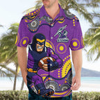 Melbourne Storm Hawaiian Shirt Aboriginal Dot Pattern - Rugby Mascot Heritage Pride