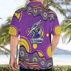 Melbourne Storm Hawaiian Shirt Aboriginal Dot Pattern - Rugby Mascot Heritage Pride