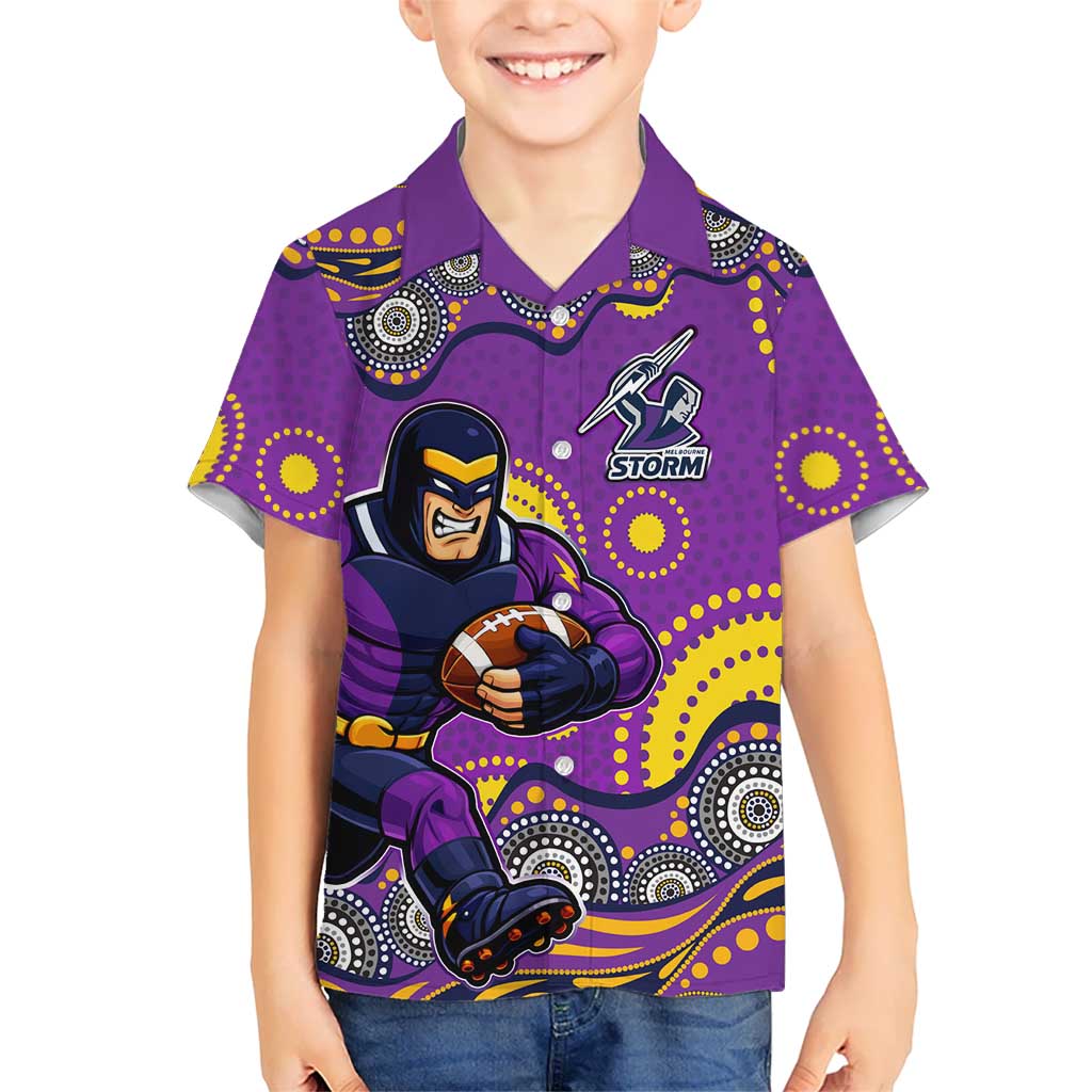 Melbourne Storm Hawaiian Shirt Aboriginal Dot Pattern - Rugby Mascot Heritage Pride