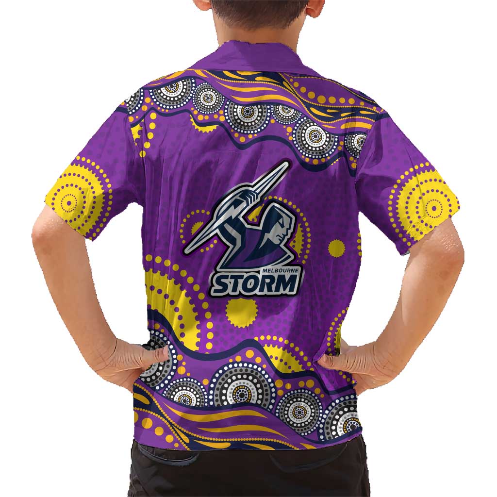 Melbourne Storm Hawaiian Shirt Aboriginal Dot Pattern - Rugby Mascot Heritage Pride