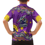 Melbourne Storm Hawaiian Shirt Aboriginal Dot Pattern - Rugby Mascot Heritage Pride