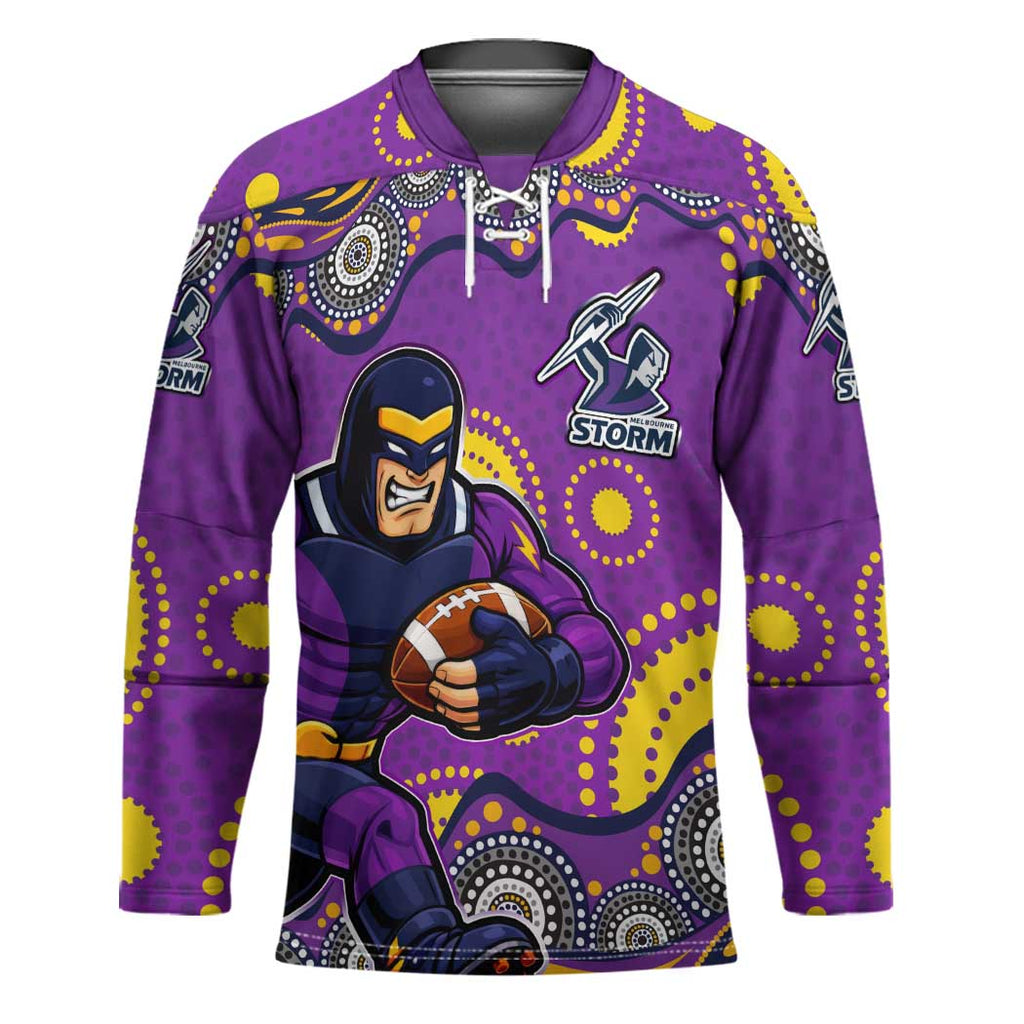 Melbourne Storm Hockey Jersey Aboriginal Dot Pattern - Rugby Mascot Heritage Pride
