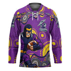 Melbourne Storm Hockey Jersey Aboriginal Dot Pattern - Rugby Mascot Heritage Pride