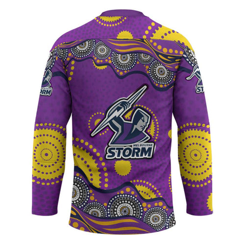 Melbourne Storm Hockey Jersey Aboriginal Dot Pattern - Rugby Mascot Heritage Pride