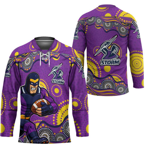 Melbourne Storm Hockey Jersey Aboriginal Dot Pattern - Rugby Mascot Heritage Pride