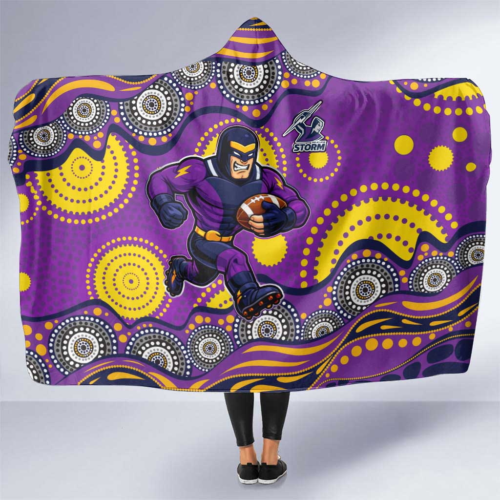 Melbourne Storm Hooded Blanket Aboriginal Dot Pattern - Rugby Mascot Heritage Pride