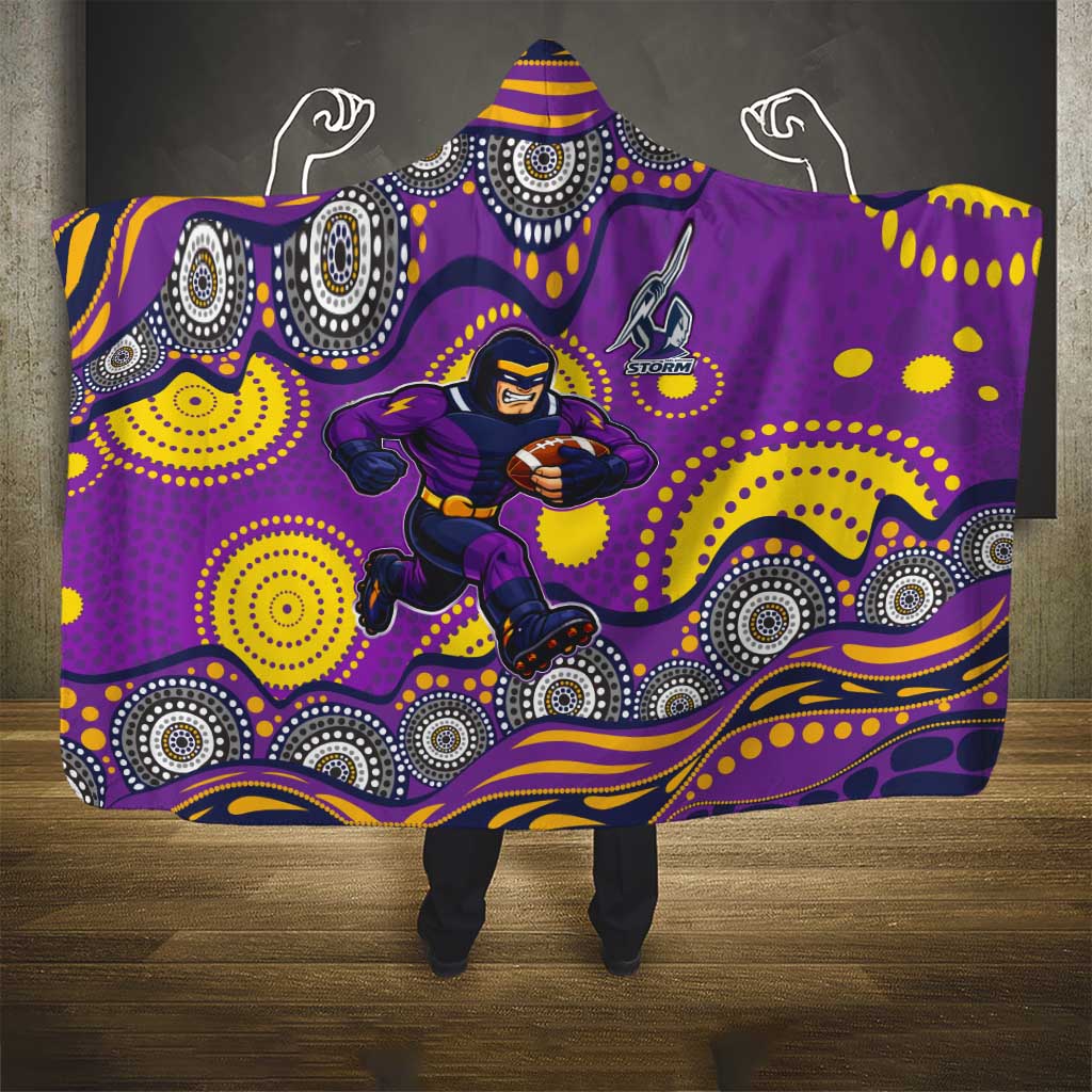 Melbourne Storm Hooded Blanket Aboriginal Dot Pattern - Rugby Mascot Heritage Pride