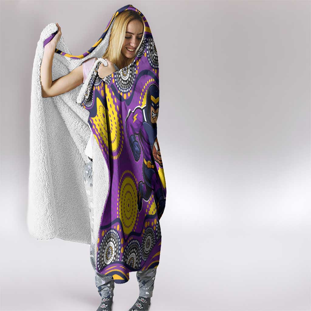 Melbourne Storm Hooded Blanket Aboriginal Dot Pattern - Rugby Mascot Heritage Pride