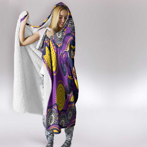 Melbourne Storm Hooded Blanket Aboriginal Dot Pattern - Rugby Mascot Heritage Pride