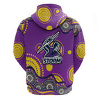 Melbourne Storm Hoodie Aboriginal Dot Pattern - Rugby Mascot Heritage Pride