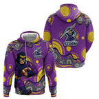 Melbourne Storm Hoodie Aboriginal Dot Pattern - Rugby Mascot Heritage Pride