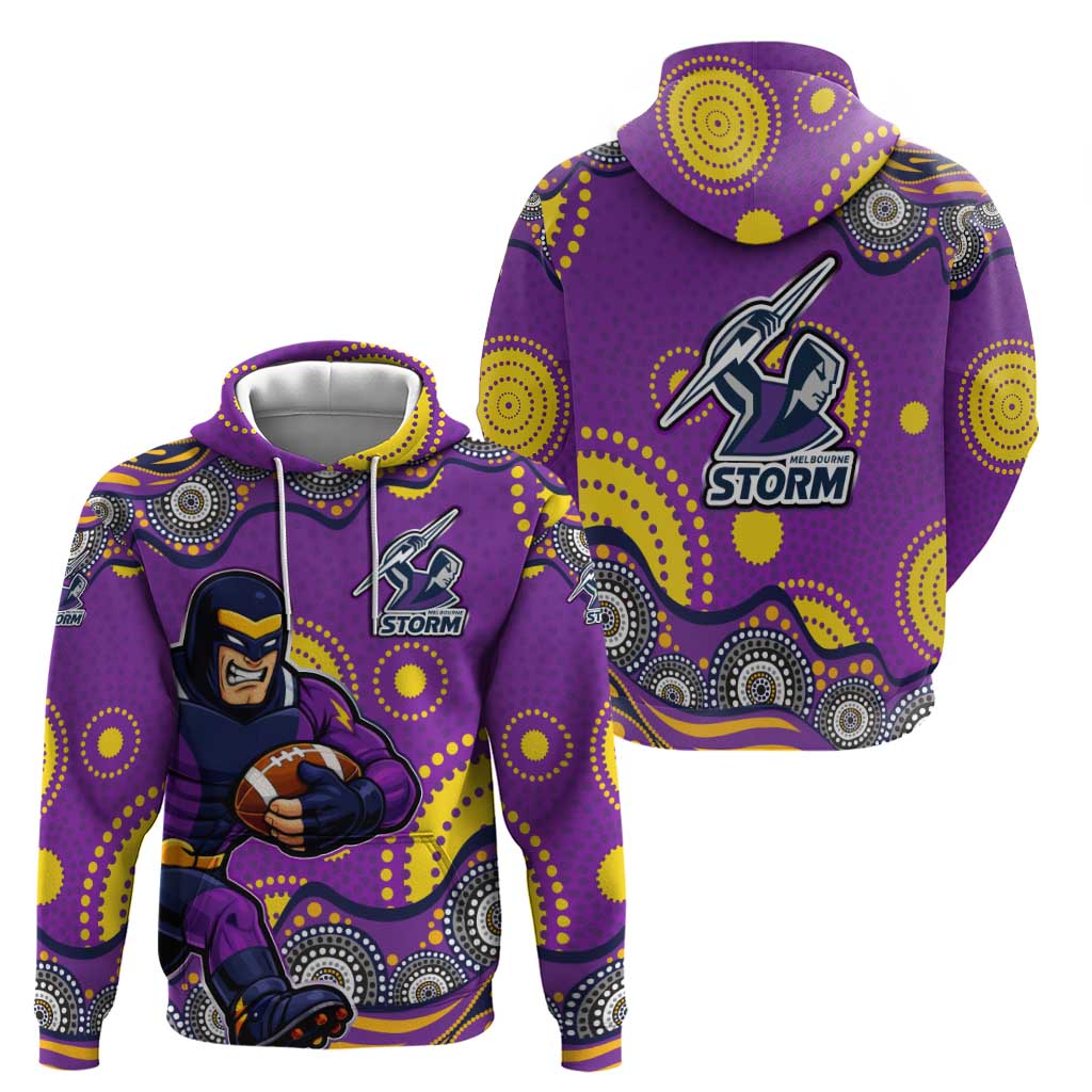 Melbourne Storm Hoodie Aboriginal Dot Pattern - Rugby Mascot Heritage Pride