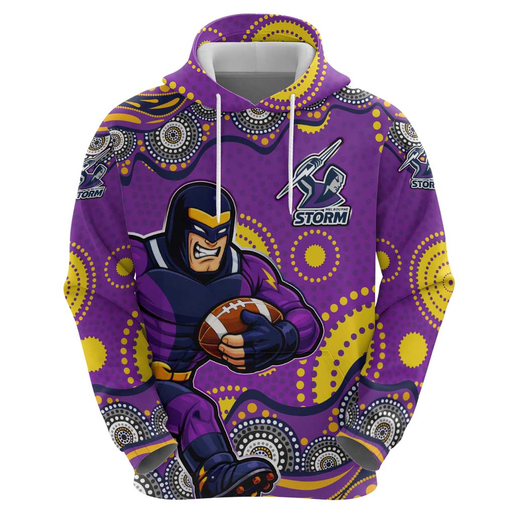 Melbourne Storm Hoodie Aboriginal Dot Pattern - Rugby Mascot Heritage Pride