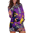 Melbourne Storm Hoodie Dress Aboriginal Dot Pattern - Rugby Mascot Heritage Pride