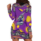 Melbourne Storm Hoodie Dress Aboriginal Dot Pattern - Rugby Mascot Heritage Pride