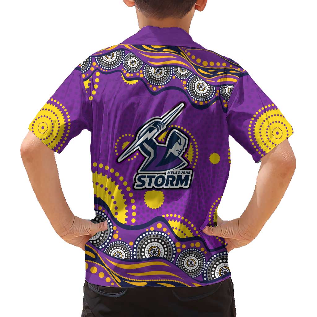 Melbourne Storm Kid Hawaiian Shirt Aboriginal Dot Pattern - Rugby Mascot Heritage Pride
