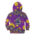 Melbourne Storm Kid Hoodie Aboriginal Dot Pattern - Rugby Mascot Heritage Pride