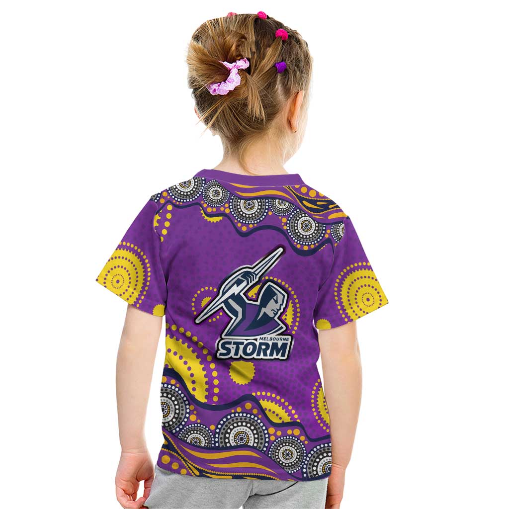 Melbourne Storm Kid T Shirt Aboriginal Dot Pattern - Rugby Mascot Heritage Pride