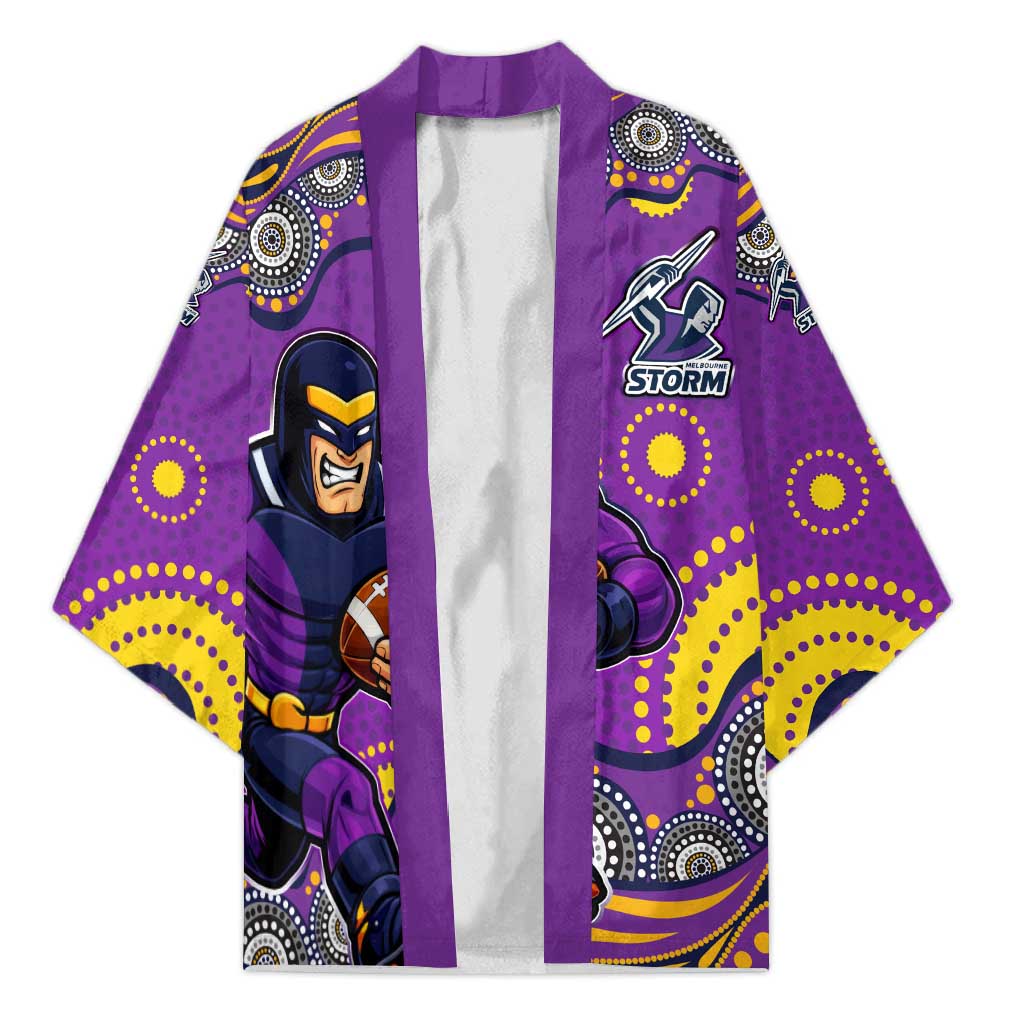 Melbourne Storm Kimono Aboriginal Dot Pattern - Rugby Mascot Heritage Pride