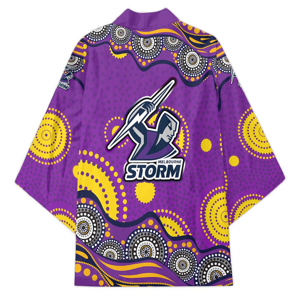 Melbourne Storm Kimono Aboriginal Dot Pattern - Rugby Mascot Heritage Pride
