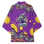 Melbourne Storm Kimono Aboriginal Dot Pattern - Rugby Mascot Heritage Pride