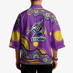 Melbourne Storm Kimono Aboriginal Dot Pattern - Rugby Mascot Heritage Pride