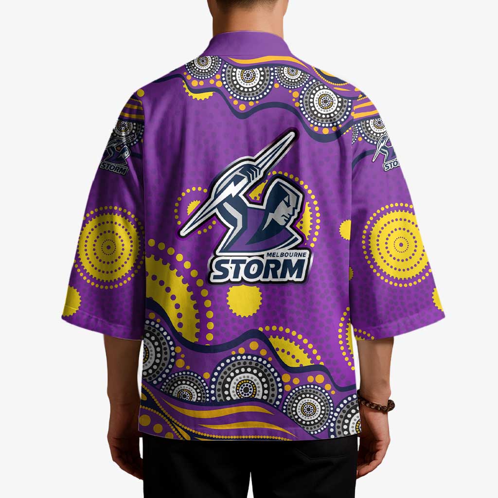 Melbourne Storm Kimono Aboriginal Dot Pattern - Rugby Mascot Heritage Pride