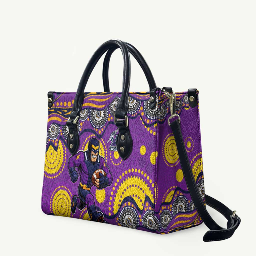 Melbourne Storm Leather Bag Aboriginal Dot Pattern - Rugby Mascot Heritage Pride