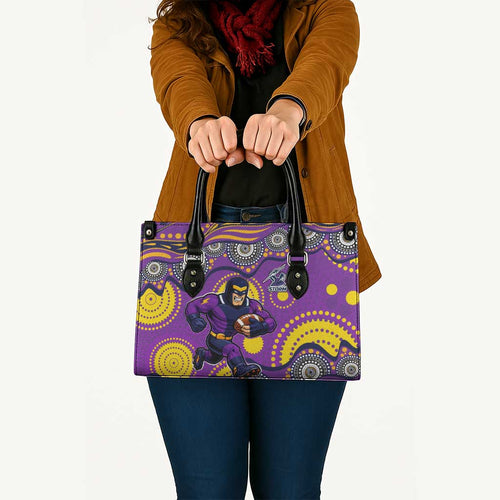 Melbourne Storm Leather Bag Aboriginal Dot Pattern - Rugby Mascot Heritage Pride