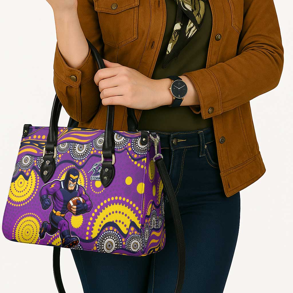Melbourne Storm Leather Bag Aboriginal Dot Pattern - Rugby Mascot Heritage Pride